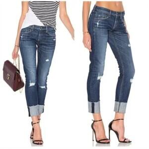 Rag & Bone Dre Slim Boyfriend Jeans Womens Size 27 Blue Canyon Wash Distressed